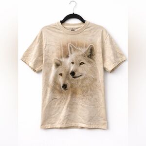 NWOT The Mountain Tan Wolf Print Short Sleeve Tee